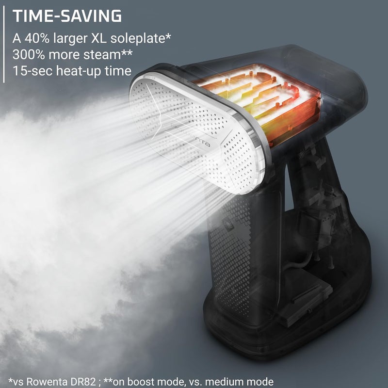 Rowenta Iron Steamer for Clothes, 3in1 Hand Held Steamers, Clothing Steamer, Ironing, Lint Remover, 7.1 Oz Tank, 1875 Watts, Auto-Off, Black & Pink, DR8865 - Image 4